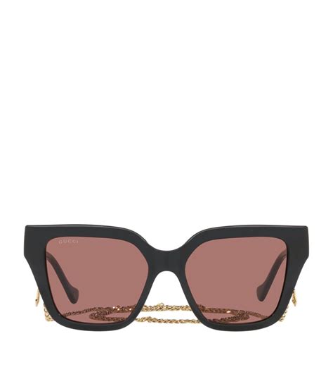 gucci sunglasses women with chain|gucci rectangular sunglasses with chain.